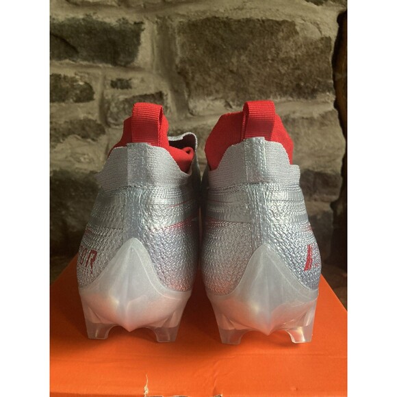 Nike Vapor Edge Elite 360 Flyknit Silver Red Football Cleats Size 14 AO8276-008 - Picture 5 of 7